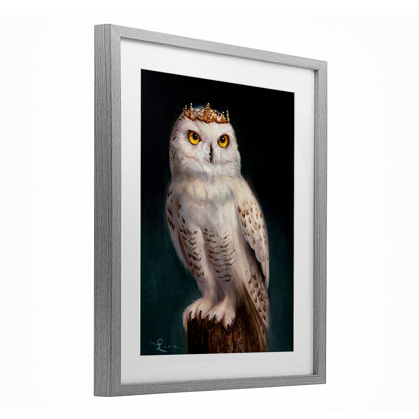 Stupell Industries Snowy Owl King Framed Print Under Glass, design by Lucia Heffernan