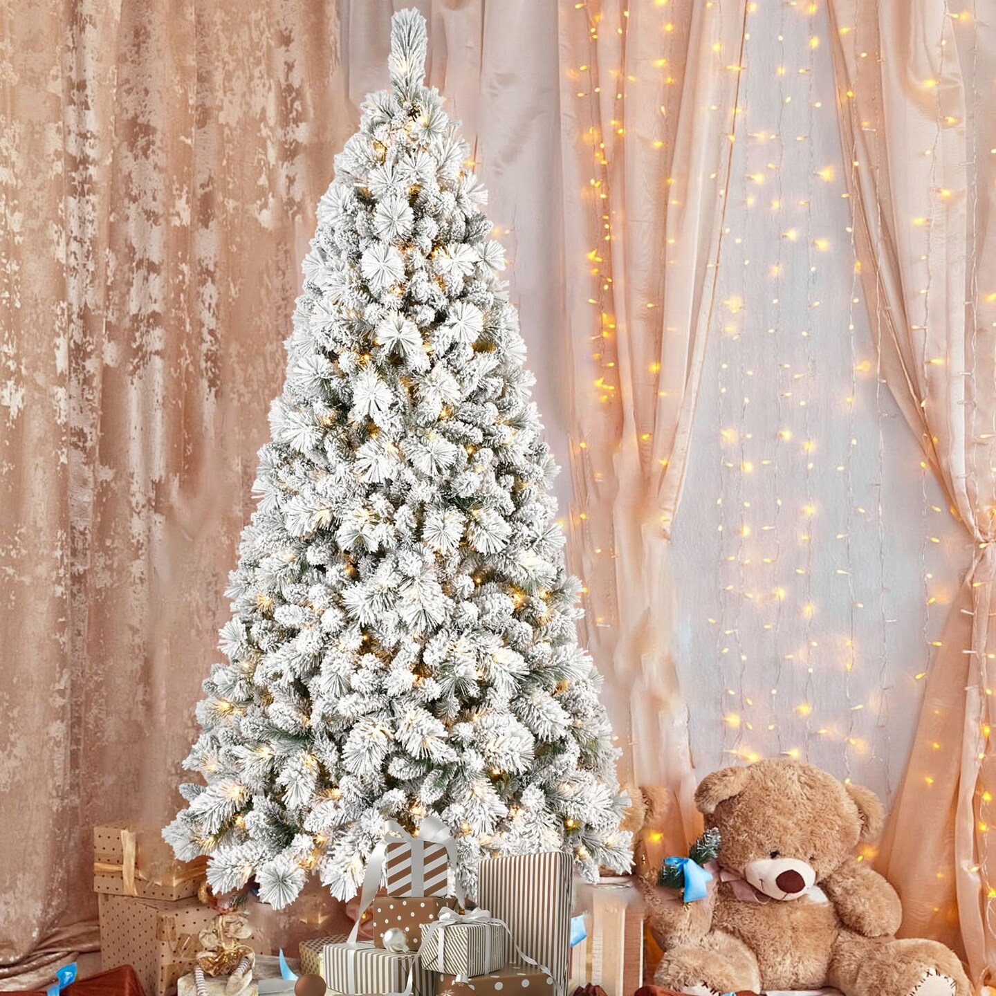 Edge Collections - 6' - Green - Fluffy Hinged Artificial Christmas