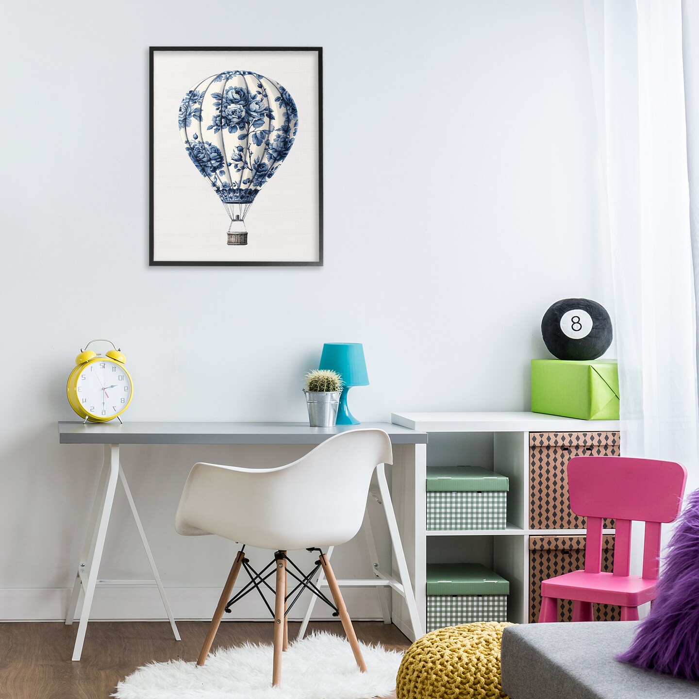 Stupell Industries Vintage Toile Hot Air Balloon Framed Giclee, design by Lettered and Lined