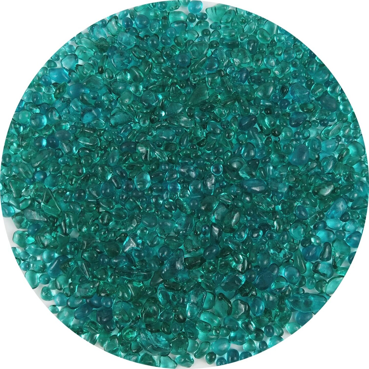 Decorative Round Glass Beads, Marbles, Pebbles, Gems for Fire Pit Crafts, Resin Art, Vase Filler, Fish Tank, Aquarium Garden Decoration, 3-6mm, 1-Pound (Turquoise)