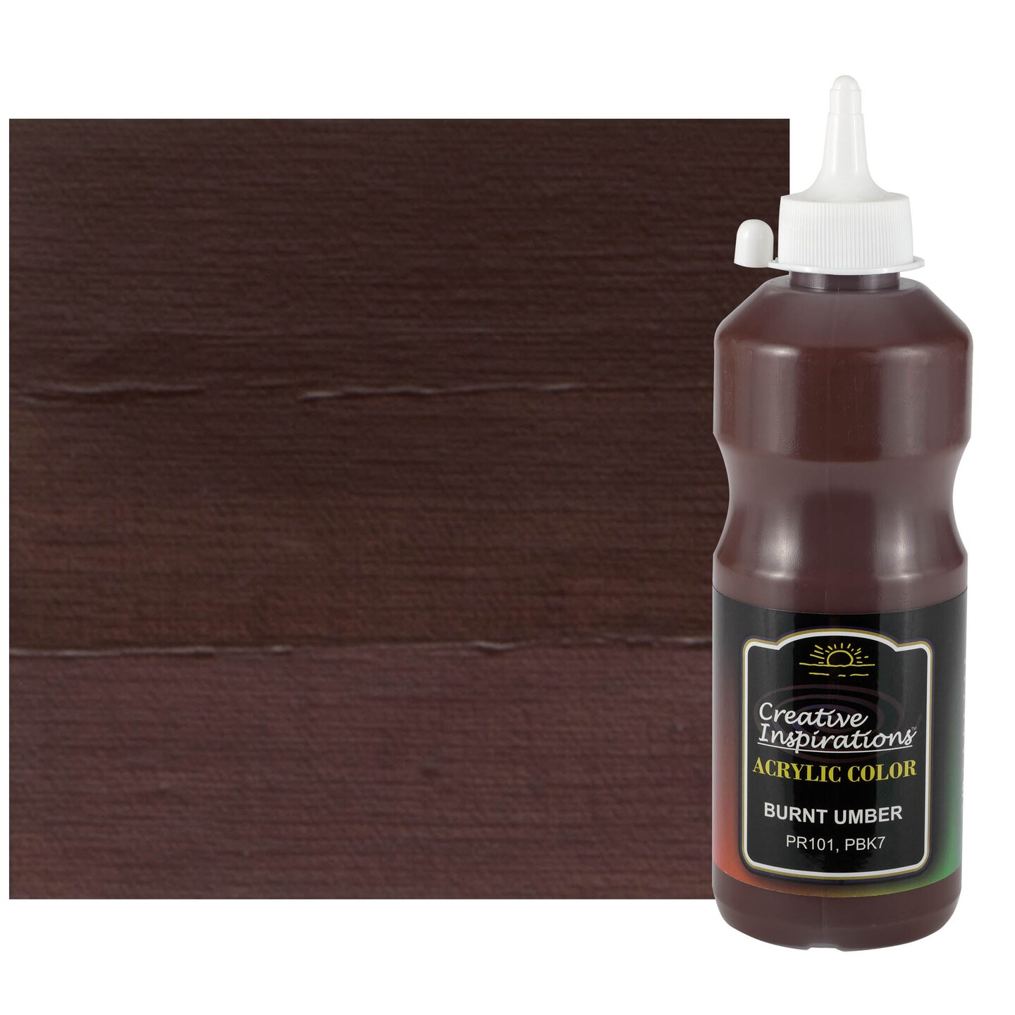 Creative Inspirations Acrylic Paint - Burnt Umber - 500 mL Bottle - Smooth & Creamy Consistency, Vibrant Pigmentation, Great Coverage for Artists - Clean Up with Soap & Water