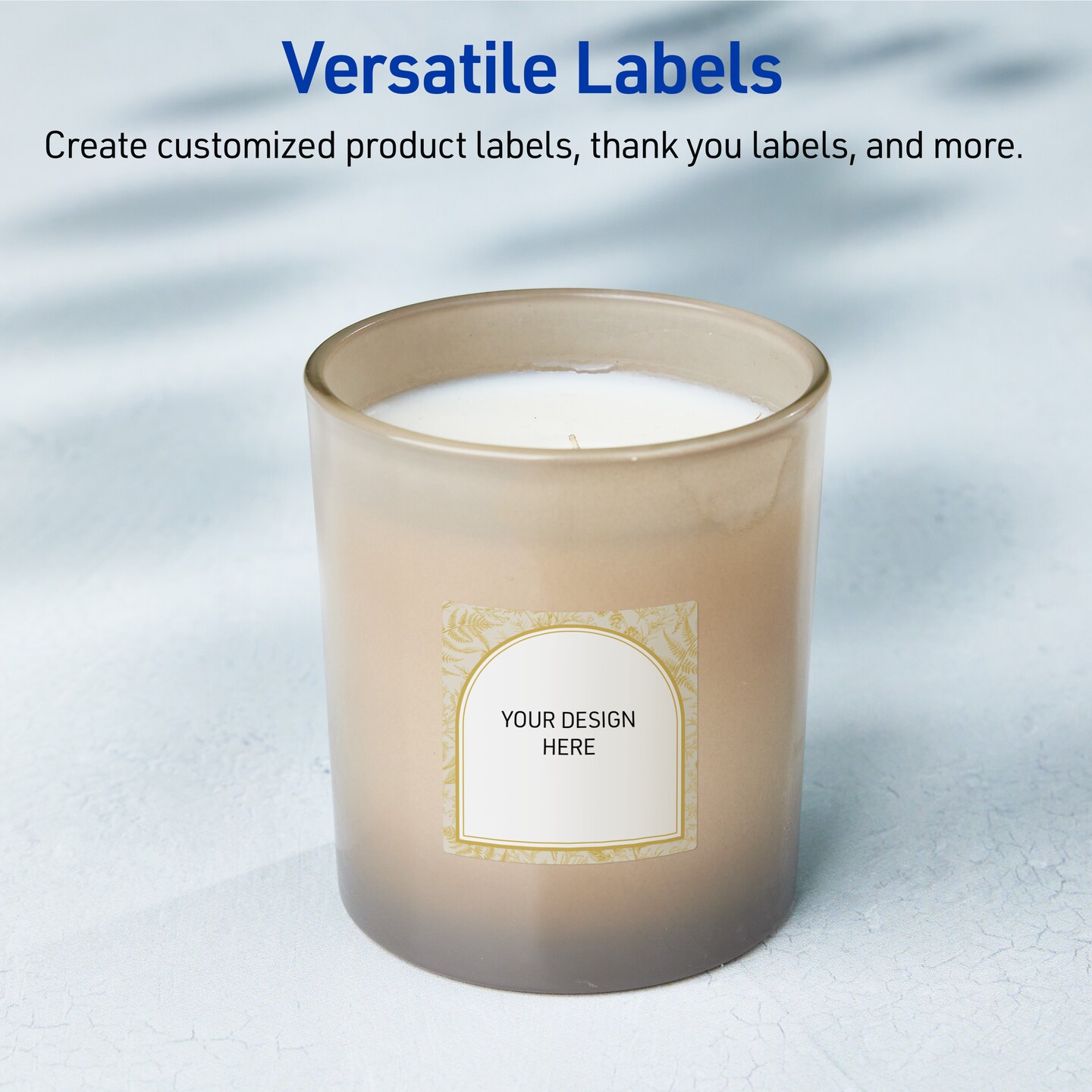 Avery Printable Square Labels with Sure Feed Technology, 2" x 2", Pre-printed Arched Metallic Gold Florals Design, Glossy White, Laser & Inkjet Compatible, 120 Total