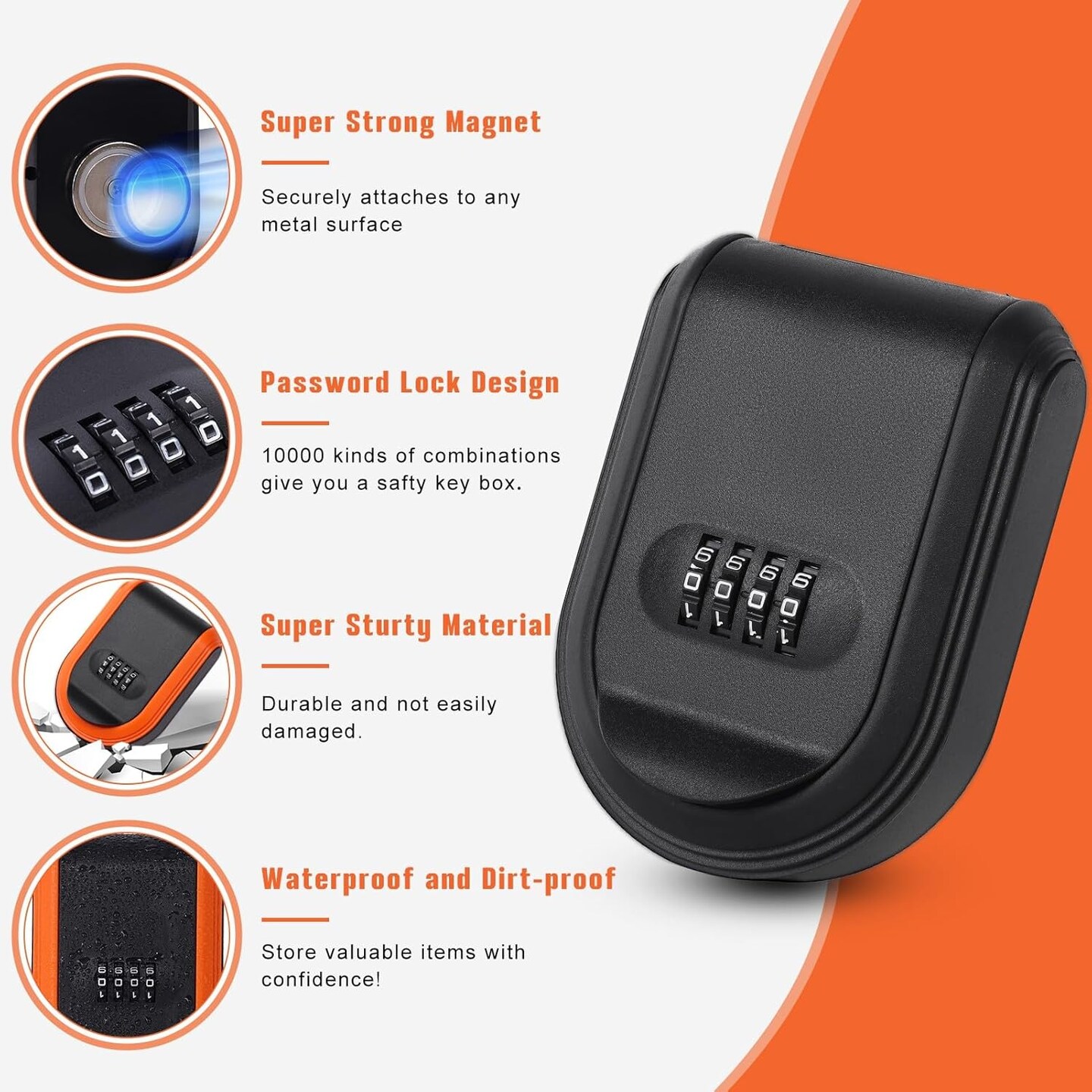 Magnetic Key Holder Under Car with Combination Lock, Hide a Key Box Waterproof Outdoor, Car Key Holder Magnetic Key Box with Strong Magnet