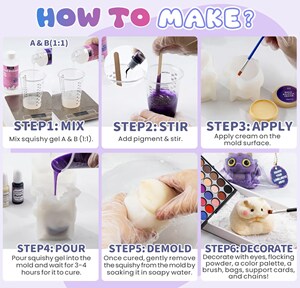 Large Dragon &#x26; Hamster DIY Squishy Making Kit - All-in-One Craft Set with Reusable Silicone Molds, Vibrant Pigments, Flocking Powder - Fun Stress Relief Gift for Teens &#x26; Adults