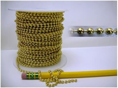 1/8" 3.2mm Ball Chain Solid Brass 50' Spool with 50pk. of Connectors