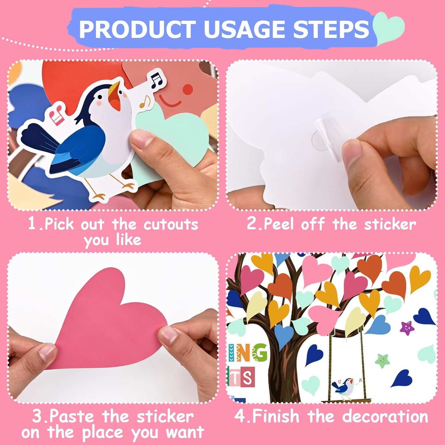 91Pcs Classroom Heart Tree Bulletin Board Decorations Set