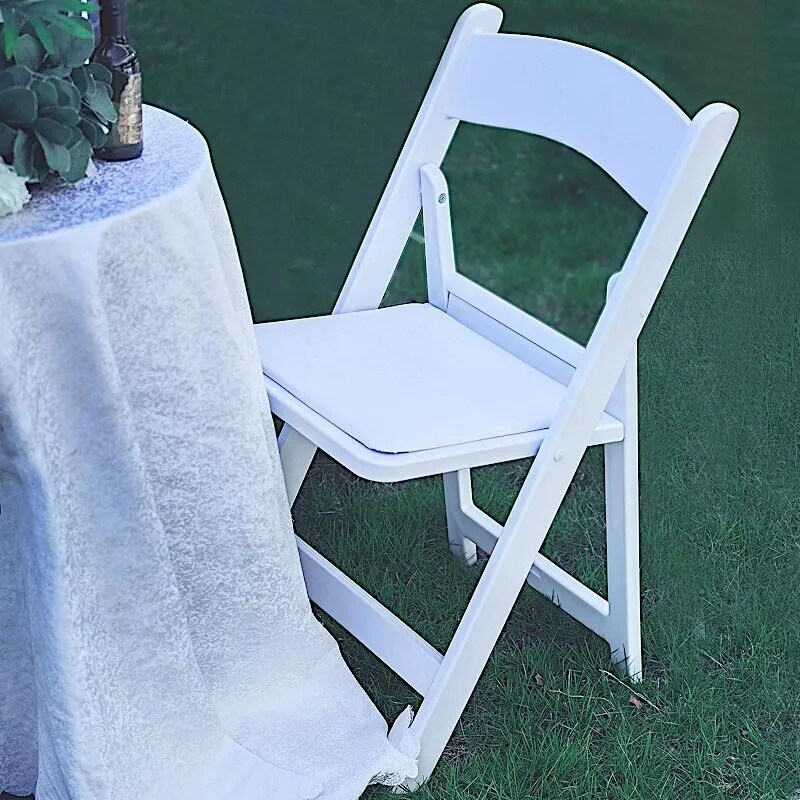 31" tall White Resin Folding Chair Vinyl Padded Seat Wedding Party Decorations