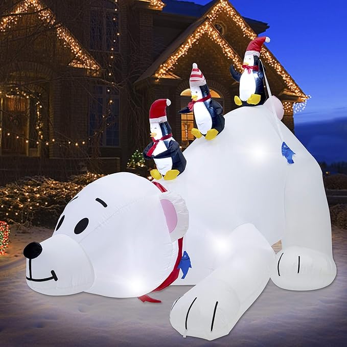 3ft light up polar bear and 2024 penguin