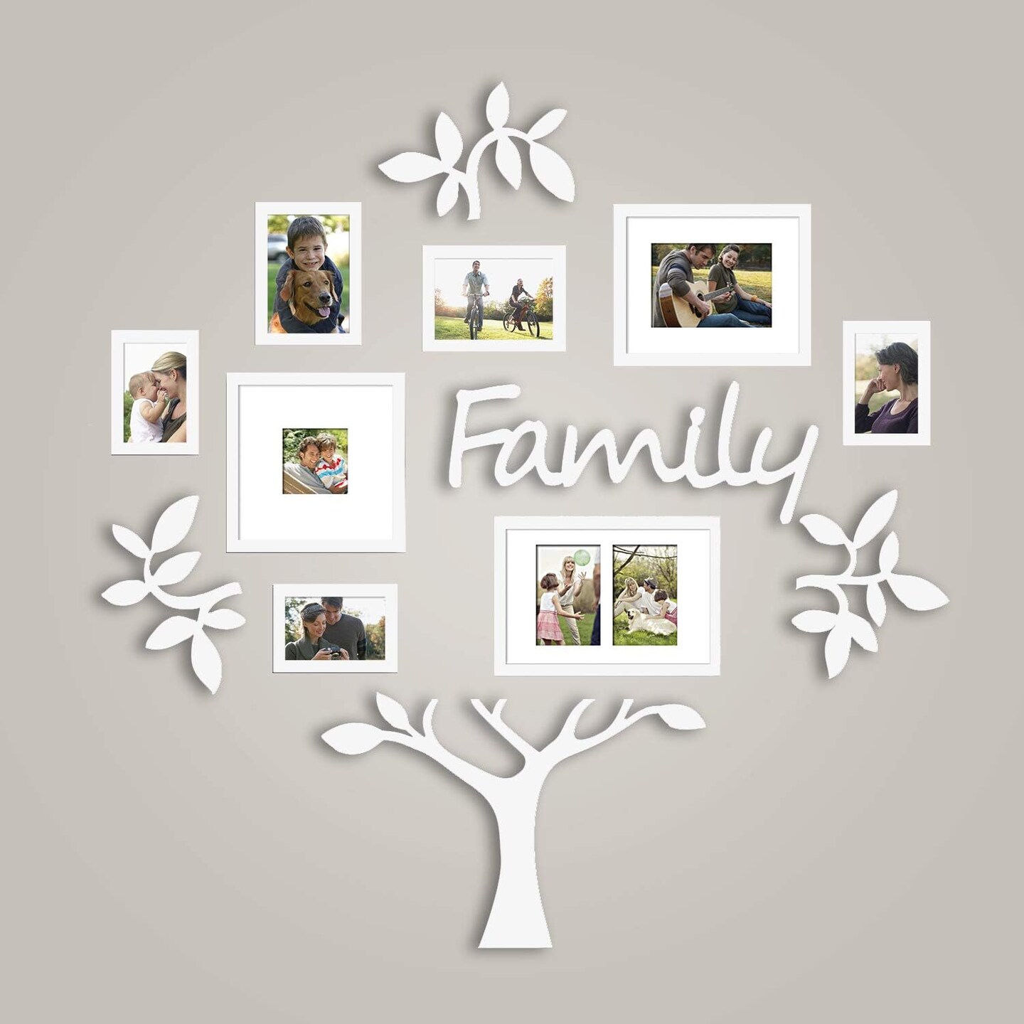 Photo Frame | Plaque College Frame - Wall Decoration Combination - White PVC Picture Frame Selfie Gallery Collage With Hanging Template &#x26; Wall Mounting Design | Family Tree