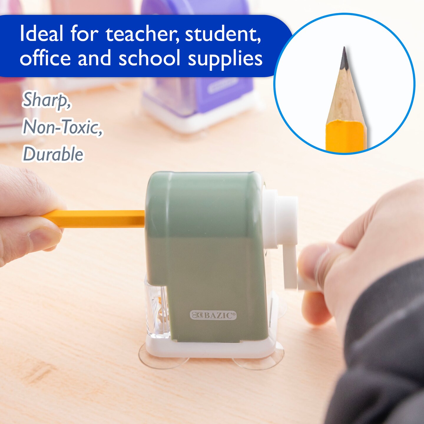 BAZIC Desktop Sharpener w/ Suction Cup Base