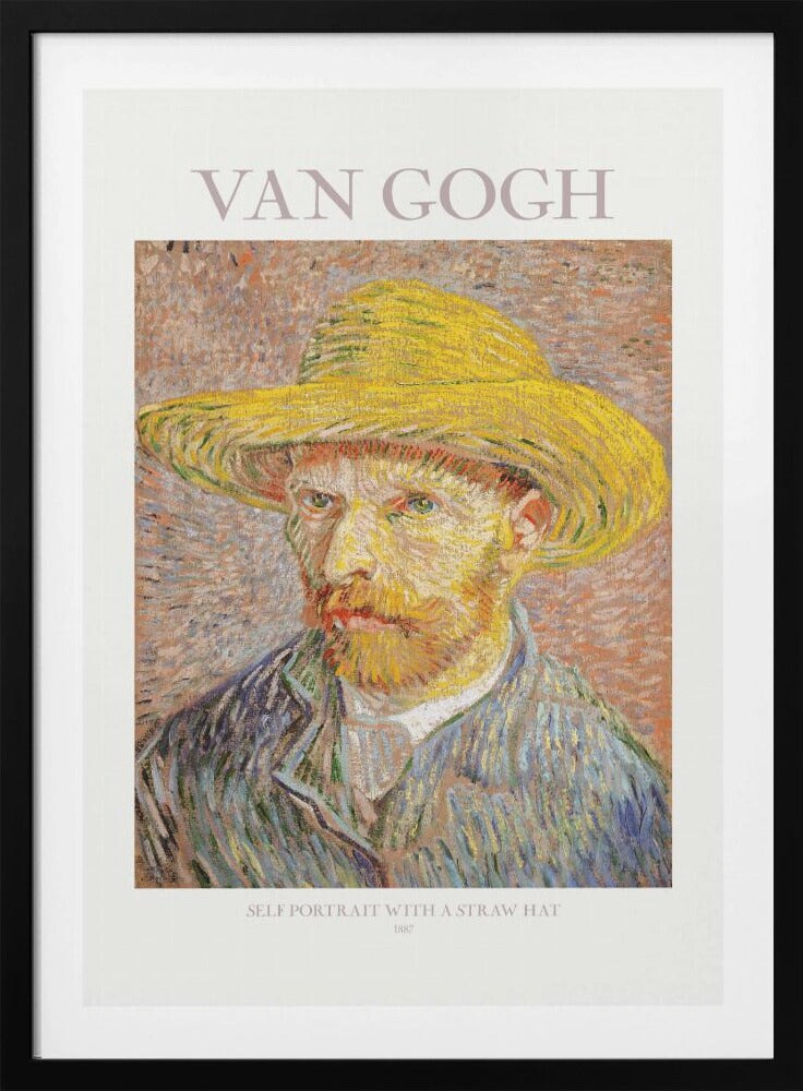 Self Portrait With Straw Hat by Vincent Van Gogh Framed Art
