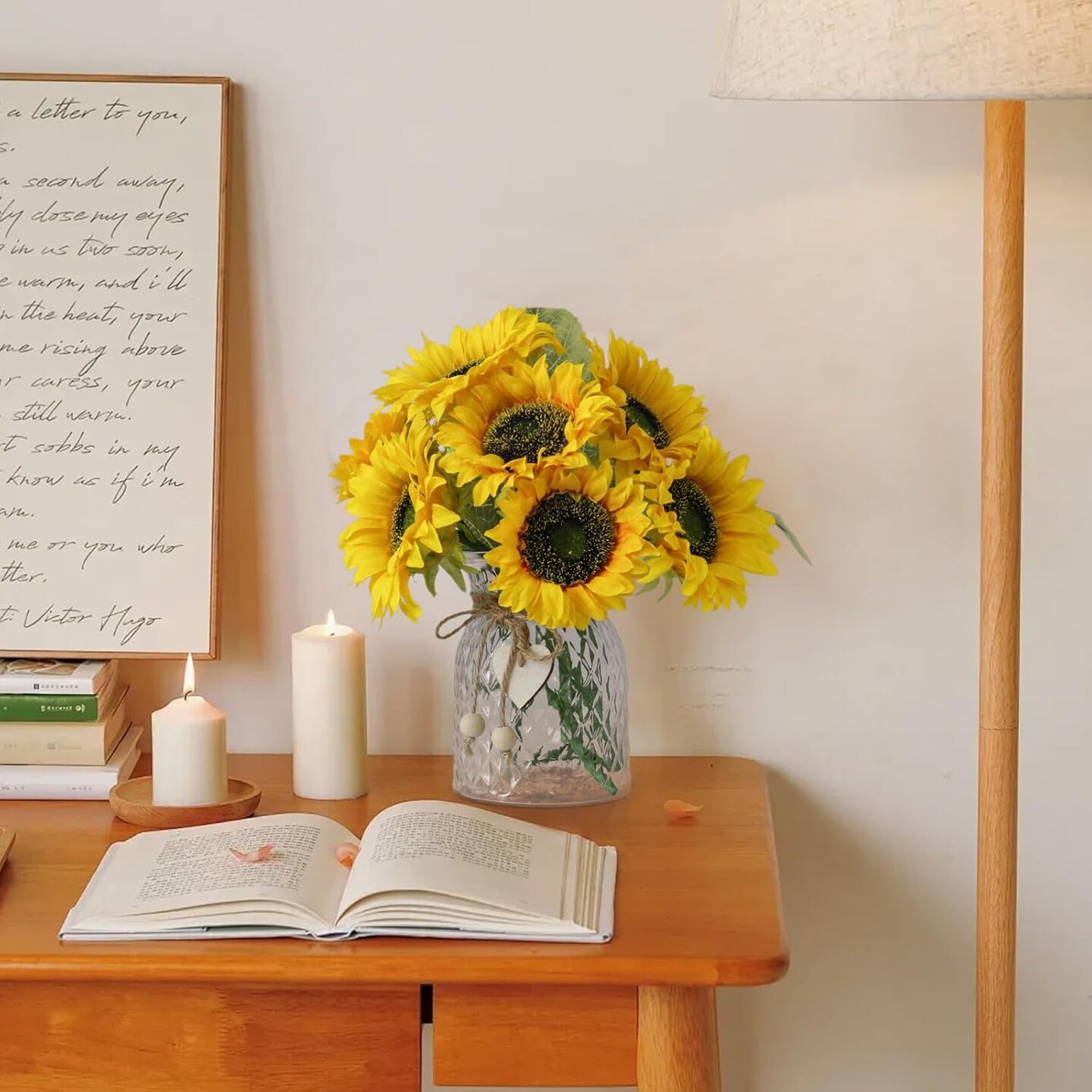 Artificial Sunflowers with Vase – Silk Flowers, Home & Table Decor