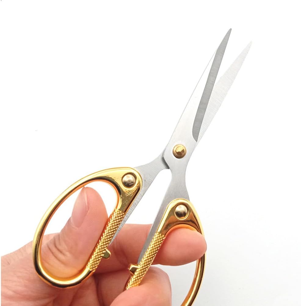 5" All Stainless Steel Office Scissors,Ultra Sharp Blade Shears,Sturdy Sharp Scissor for Office Home School Sewing Fabric Craft Supplies Multipurpose Scissors Gold