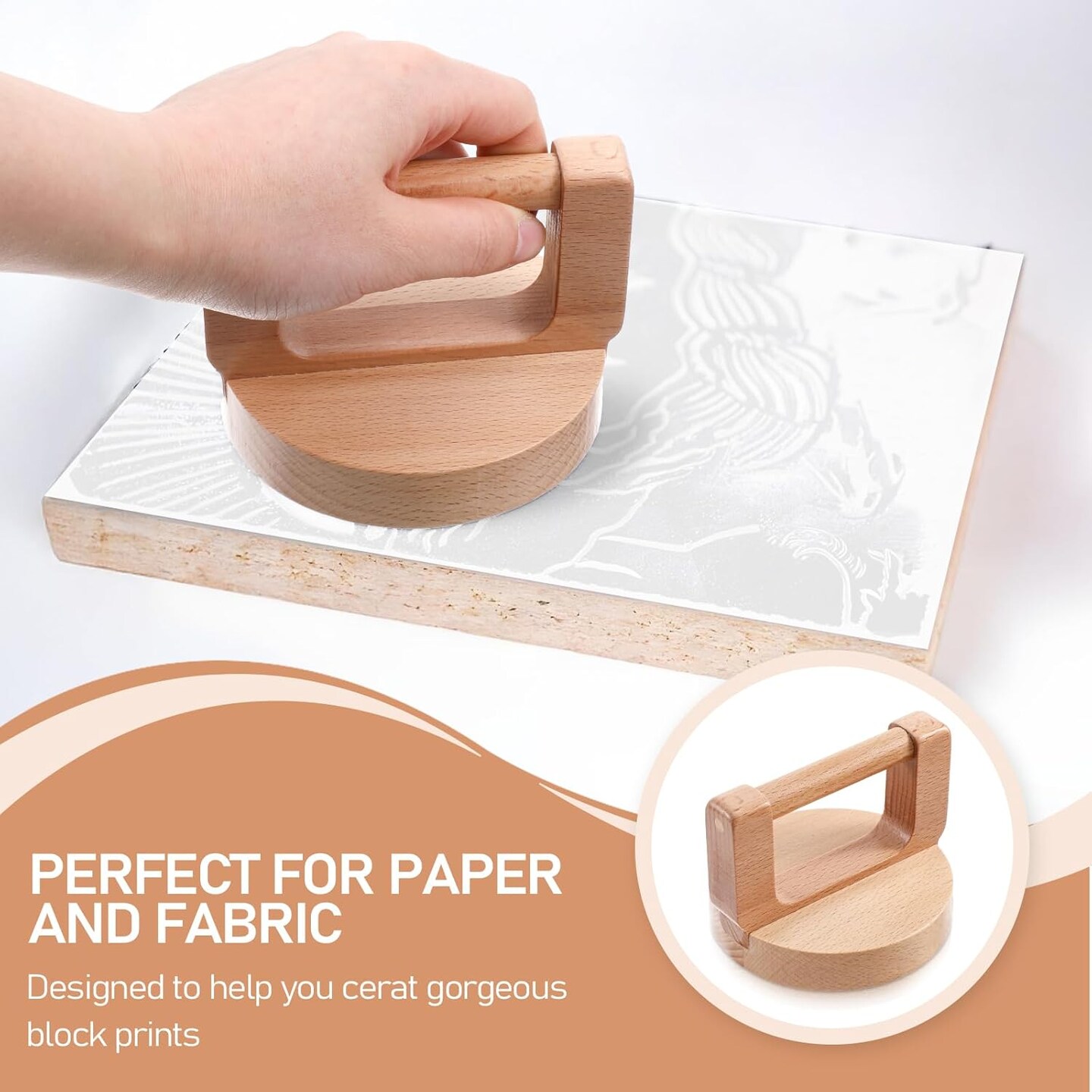 2Pack Block Printing Kit 4 Inch Hand Printed Linoleum Tools with Ergonomic Handle, Linocut Tools Block Printing Supplies for Hand Crafting, Block Printing, Linocut, Scrapbooking
