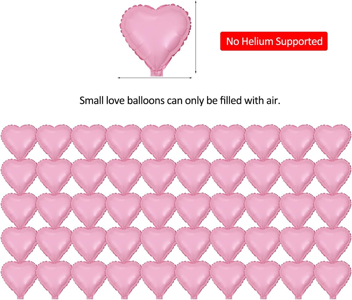 50 Pcs Valentine&#x27;s Day Foil Heart Shaped Balloons 10 Inch Heart Mylar Balloons, Pink Balloons Heart Balloon for Wedding Birthday Engagement Valentine&#x27;s Day Party Decoration