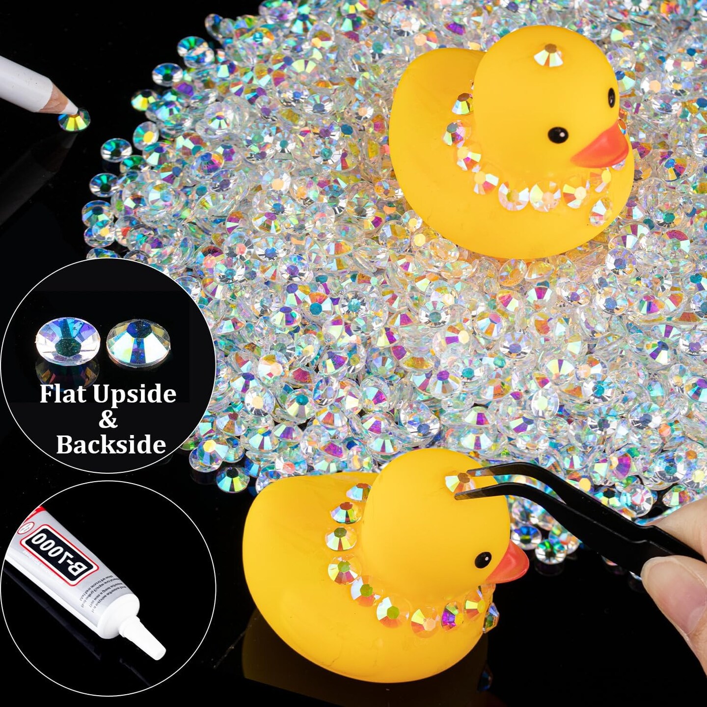 Resin Rhinestones Bulk, Transparent AB Flatback Round Jelly Rhinestones Bedazzling Non Hotfix Crystal Gems for DIY Crafts Clothes Tumblers Face Makeup Manicure