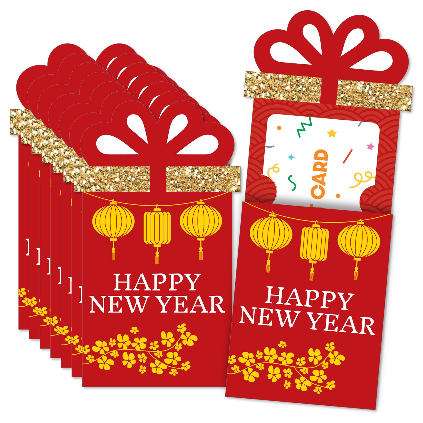 Big Dot of Happiness Lunar New Year - Money and Gift Card Sleeves - Nifty Gifty Card Holders - Set of 8