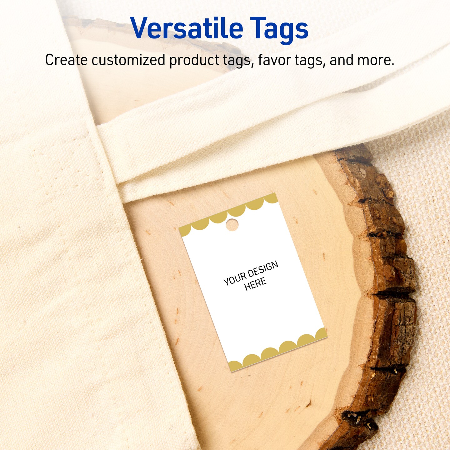 Avery Printable Rectangle Tags, Gold Edge Dots, 2" x 3", Matte White Rectangle Tags, Laser/Inkjet, 80ct, Great for Product Tags