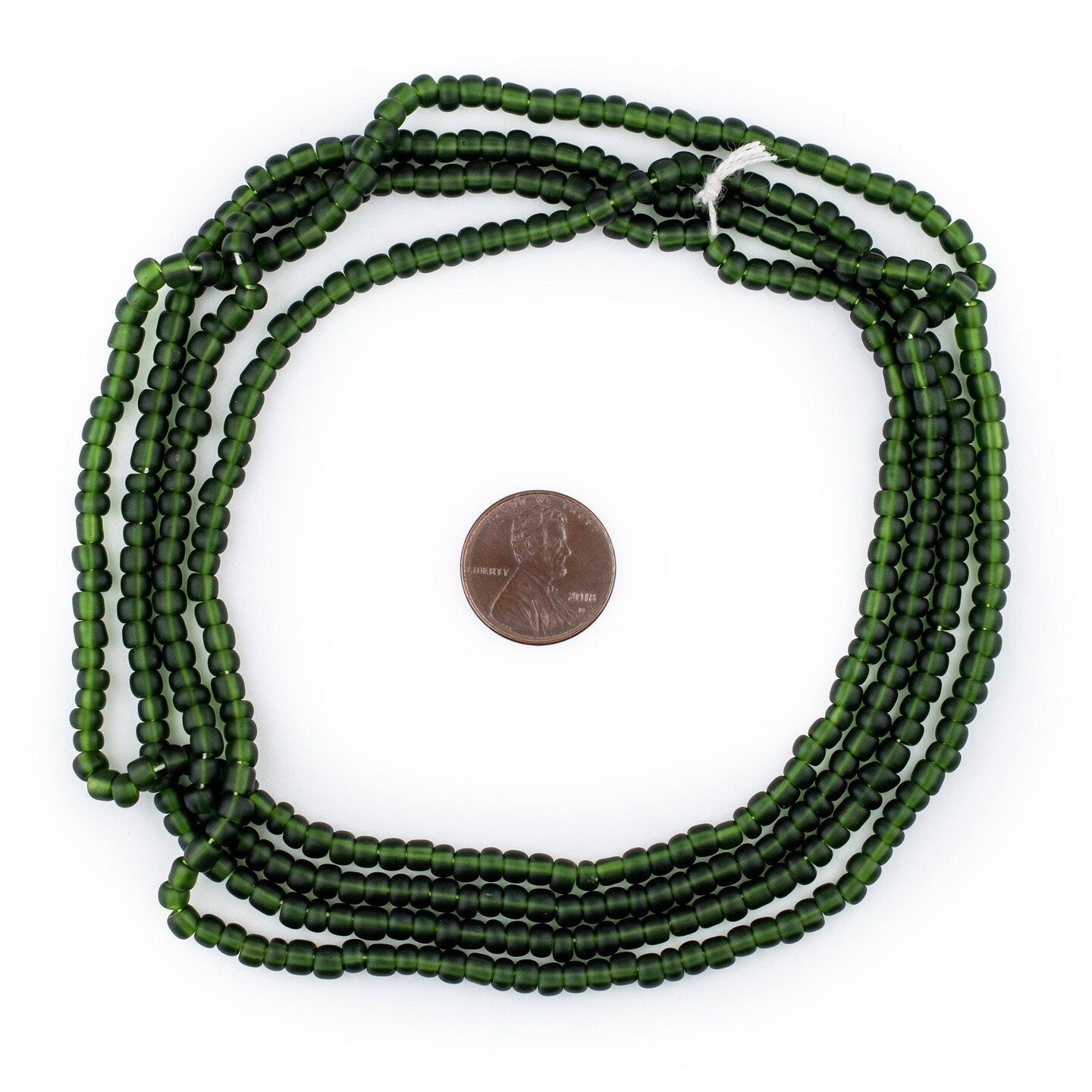 The Bead Chest Forest Green Matte Glass Seed Beads (4mm) - 24 inch Strand of Quality Glass Beads