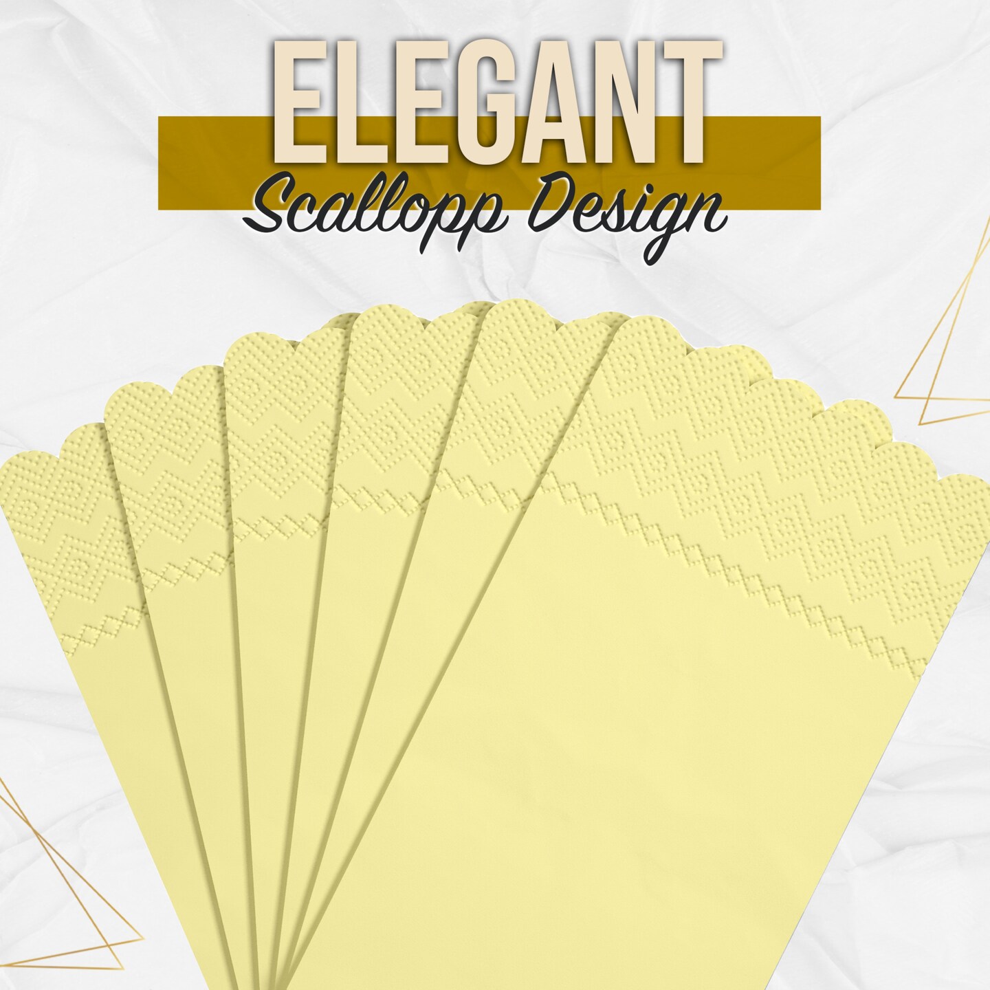  Scalloped Napkins Disposable 100 Pcs 3-Ply Yellow Scalloped Dinner Napkins Disposable Decorative for Dinners & Parties, Paper Guest Towels for Bathroom & Party Supplies