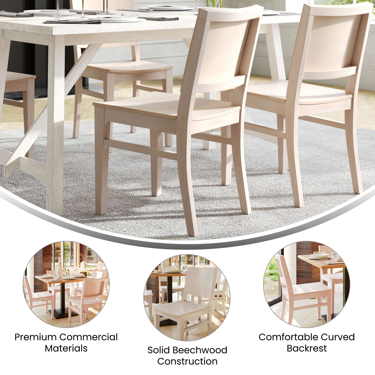 Emma and Oliver Spencer Dining Chair with Curved Backrest and Solid Wood Construction