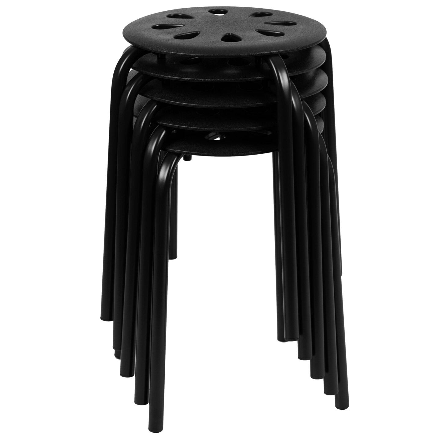 Emma and Oliver Plastic Nesting Stack Stools - School/Office/Home, 17.5&#x22;Height (5 Pack)