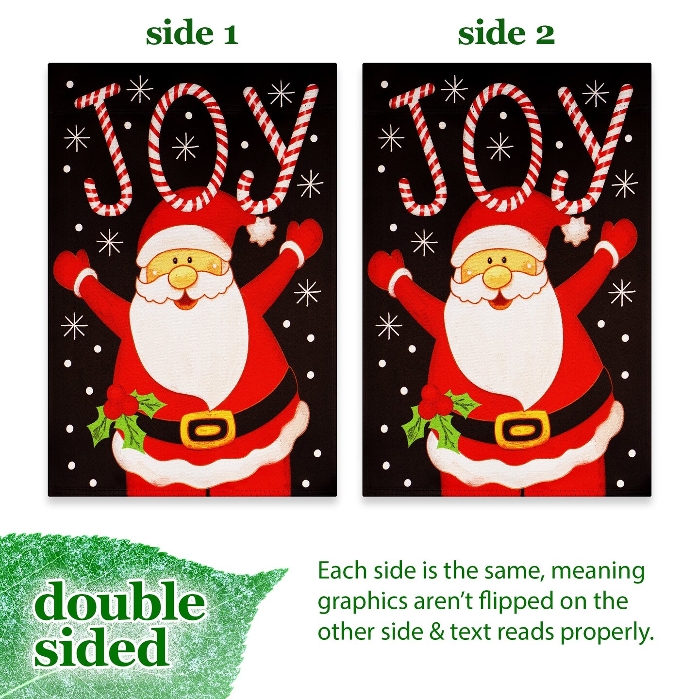 G128 Garden Flag Joyful Santa | 12x18 Inch | Printed Blockout Polyester - Christmas Decoration