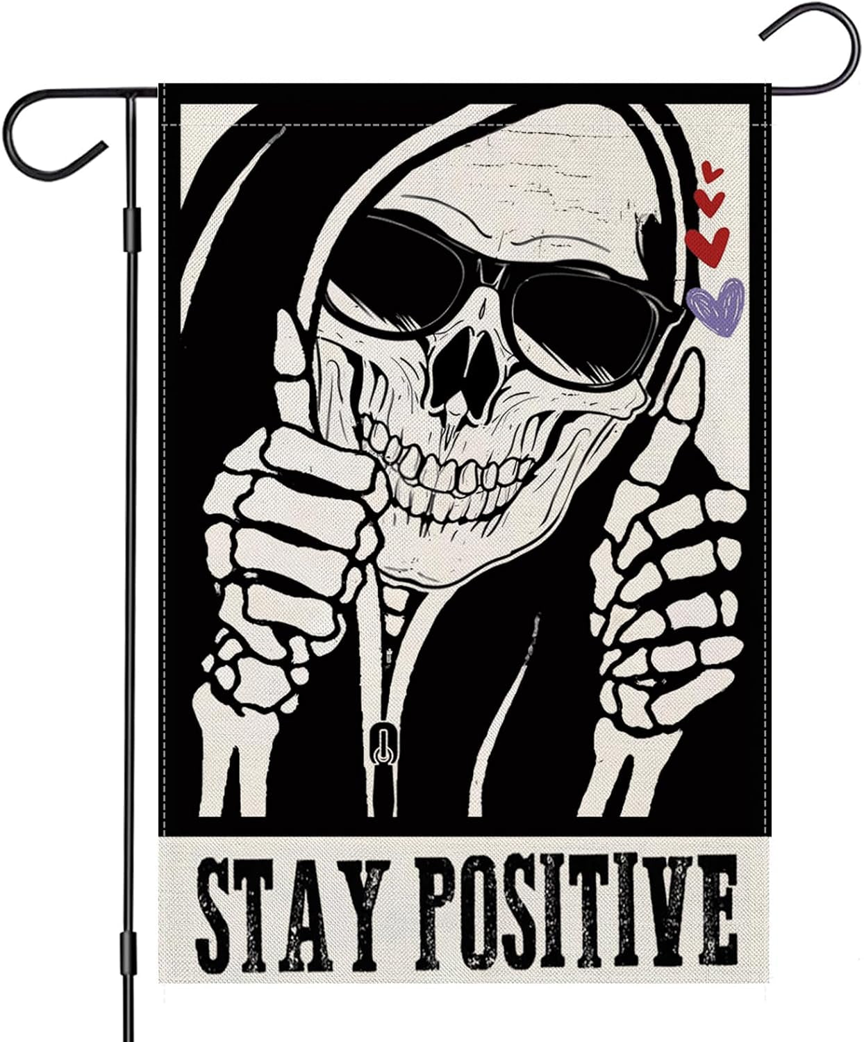 Halloween Garden Flags for outside Decoration, STAY POSITIVE Funny