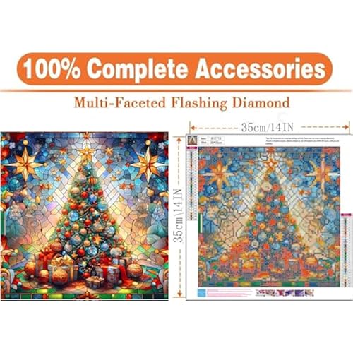 Christmas Diamond Painting Art Kit for Adults Christmas Tree Diamond Art Painting for Beginners Full Drill Round Gem Art Painting for Crafts Home Wall Decor Gift 14x14inch
