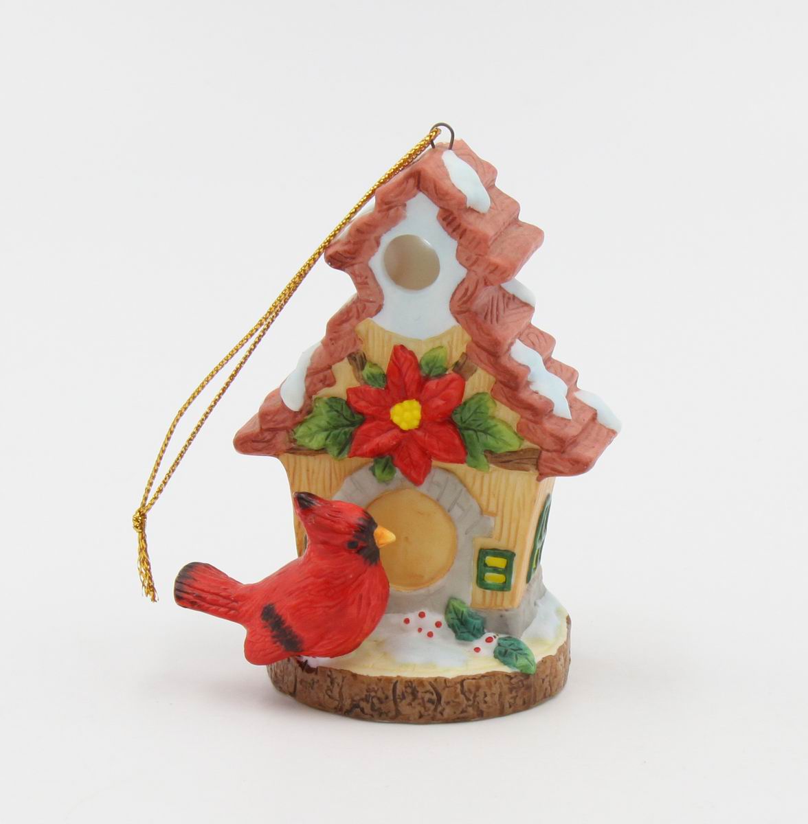 Ceramic Cardinal Bird with Birdhouse Light Cover Ornament, Home Décor, Gift for Her, Mom, Christmas tree Décor