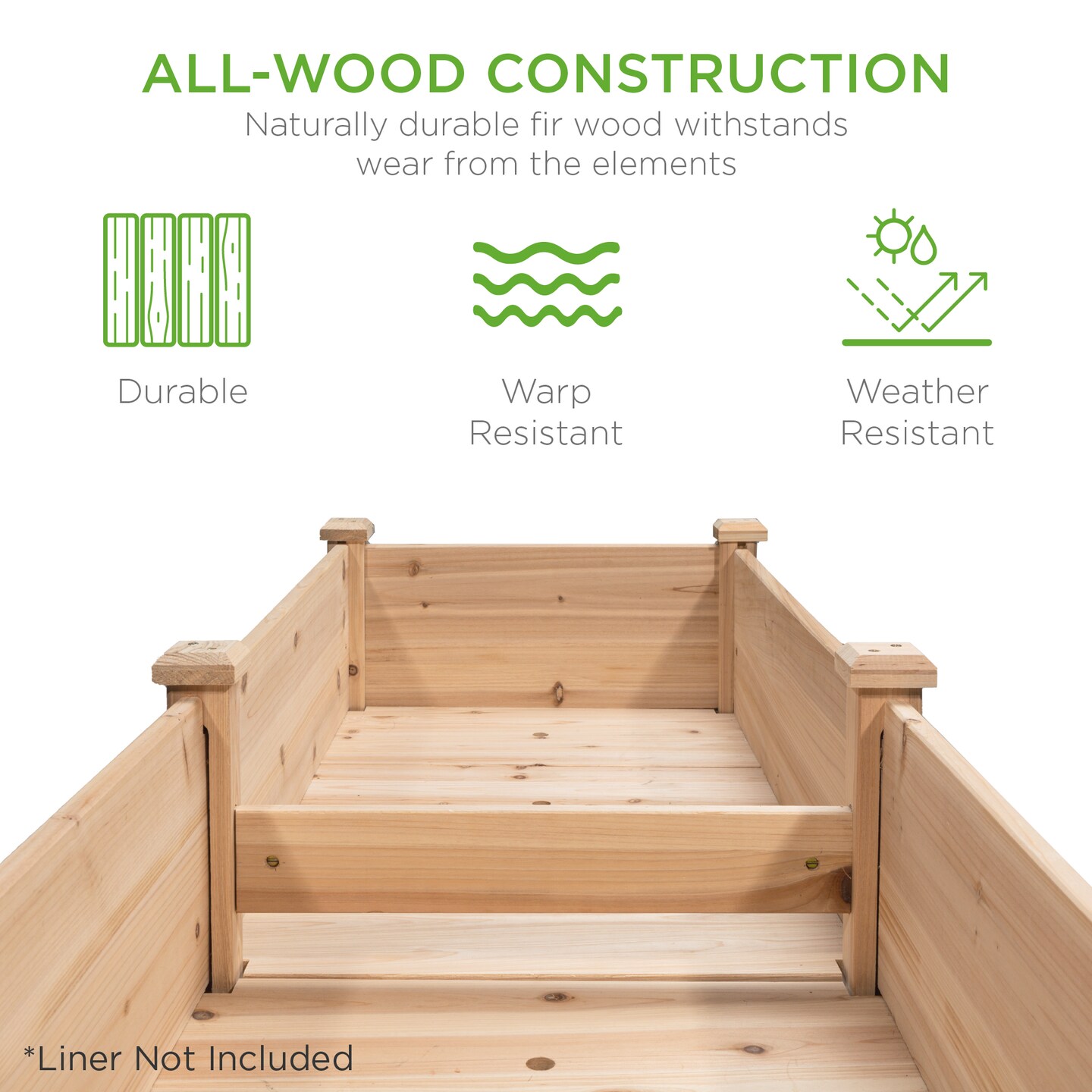 Best Choice Products 72x23x30in Raised Garden Bed, Elevated Wood Planter Box for Patio w/ Divider Panel