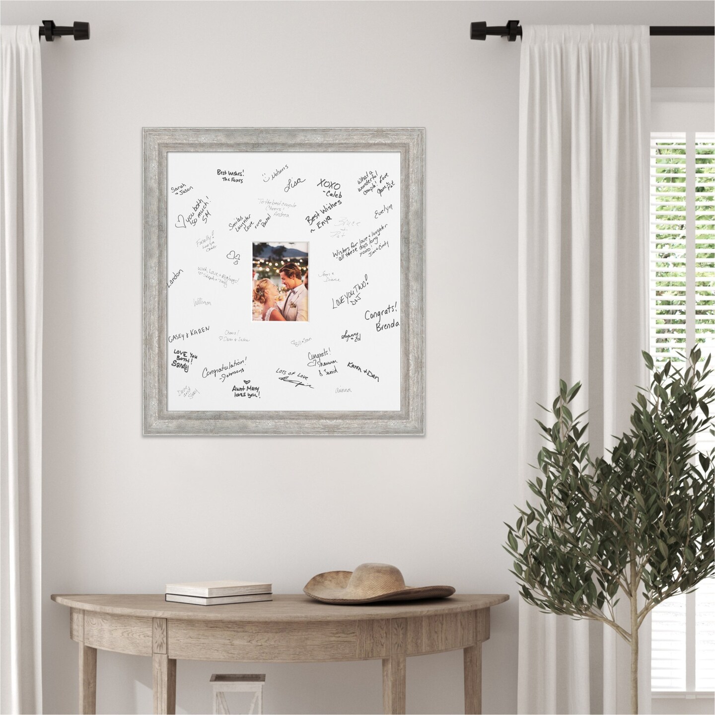 Angled Signature Mat Picture Frame, Photo Frame Wedding Guest Book Alternative, Autograph Picture Mat for Signature Board, Wedding Celebrations Graduations Support Encouragement or Retirement