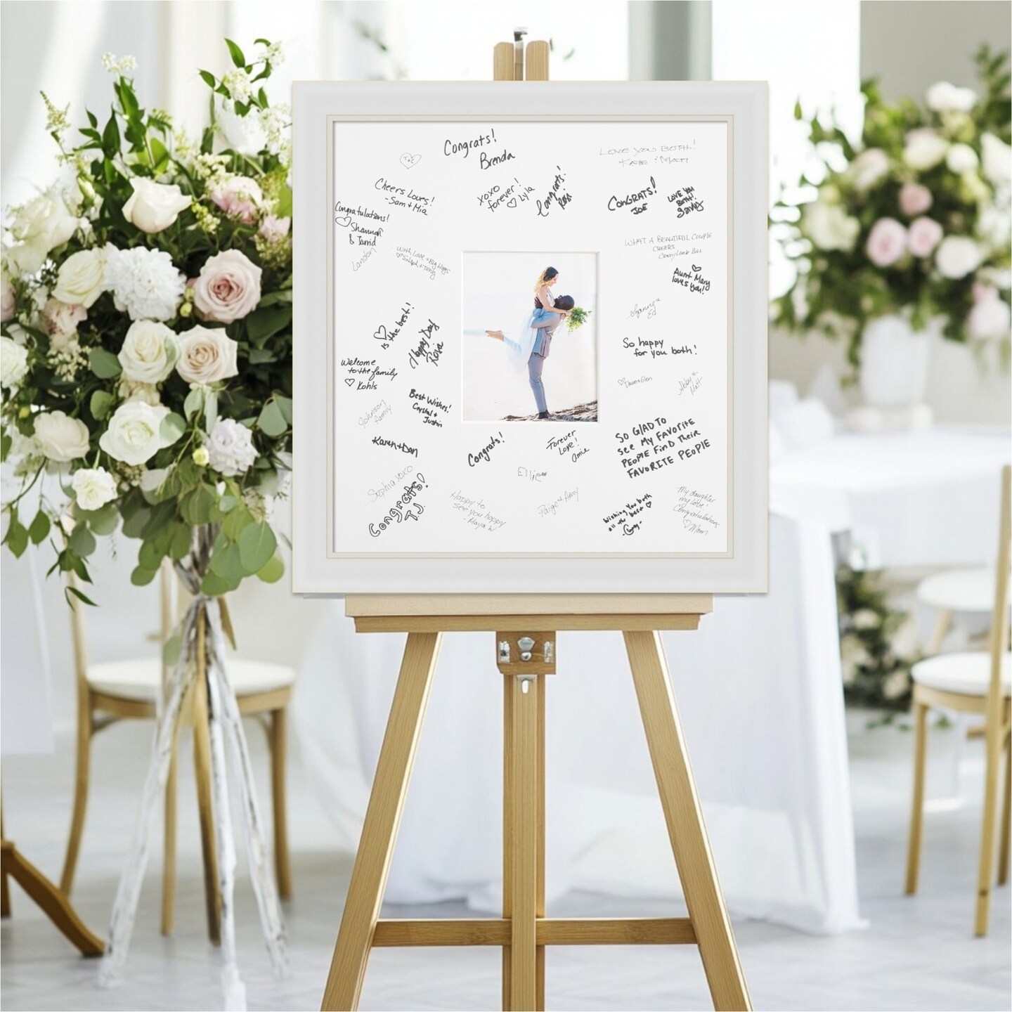 Flair Signature Mat Picture Frame, Photo Frame Wedding Guest Book Alternative, Autograph Picture Mat for Signature Board, Wedding Celebrations Graduations Support Encouragement or Retirement