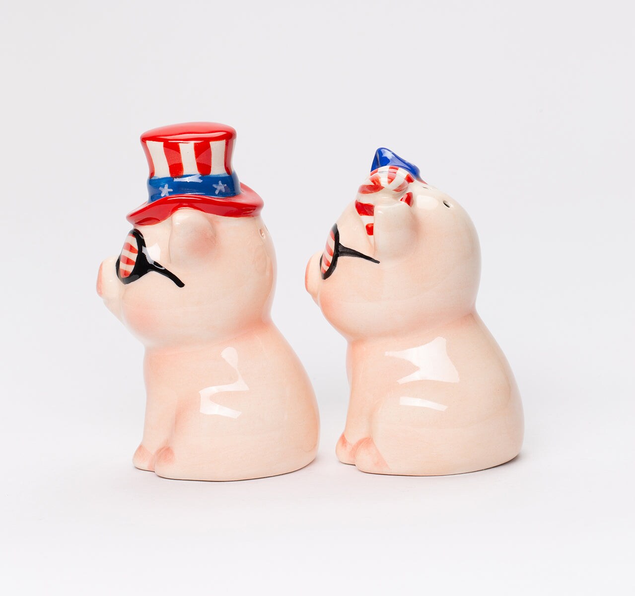 Ceramic Patriot Pig With Uncle Sam Hat Salt And Pepper, Home D&#xE9;cor, Patriot Gift, Gift for Mom, Dad, Independence Day D&#xE9;cor, July 4th