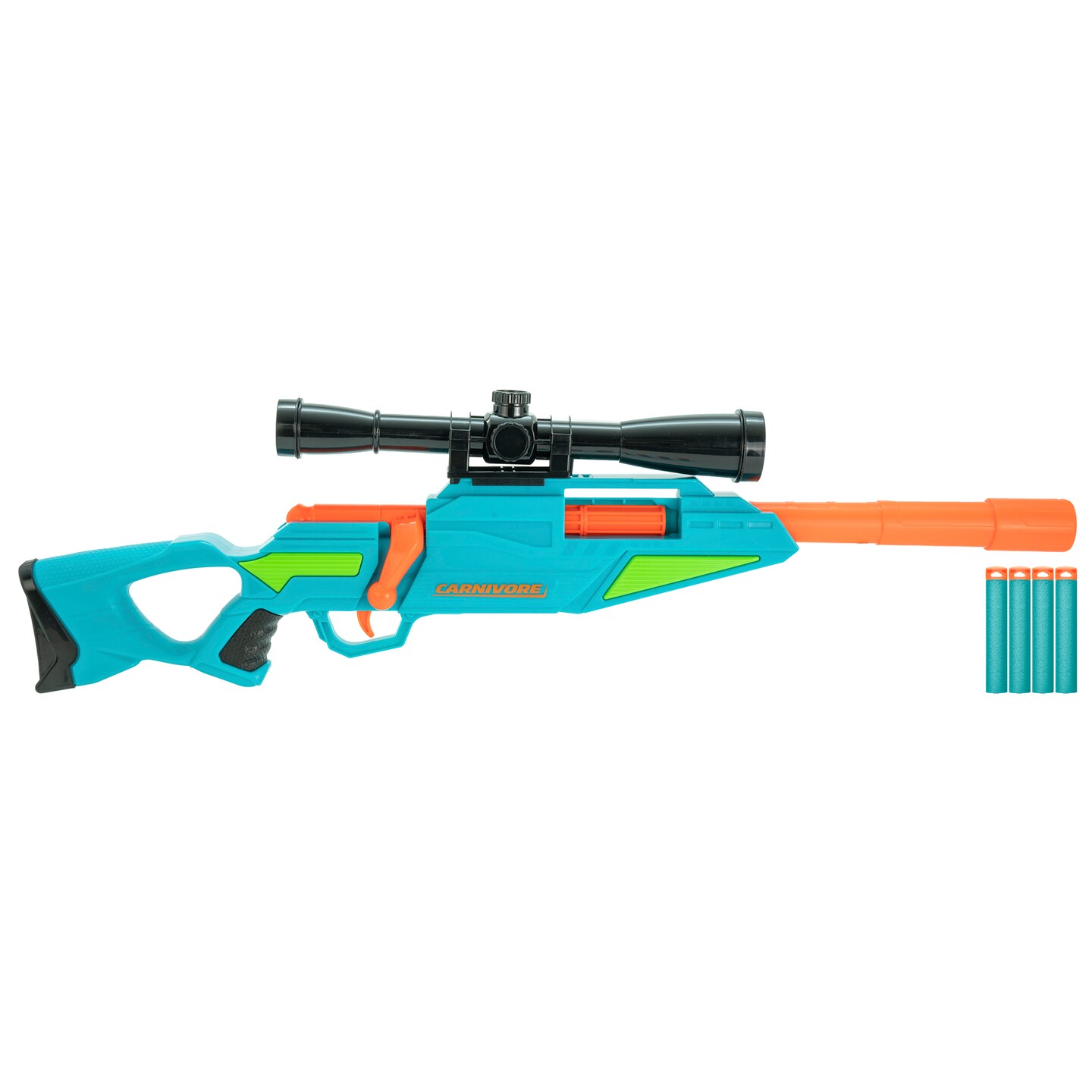Carnivore Blaster Dart Gun W/ 4 Accu-Blast Darts & Scope, Ages 6+