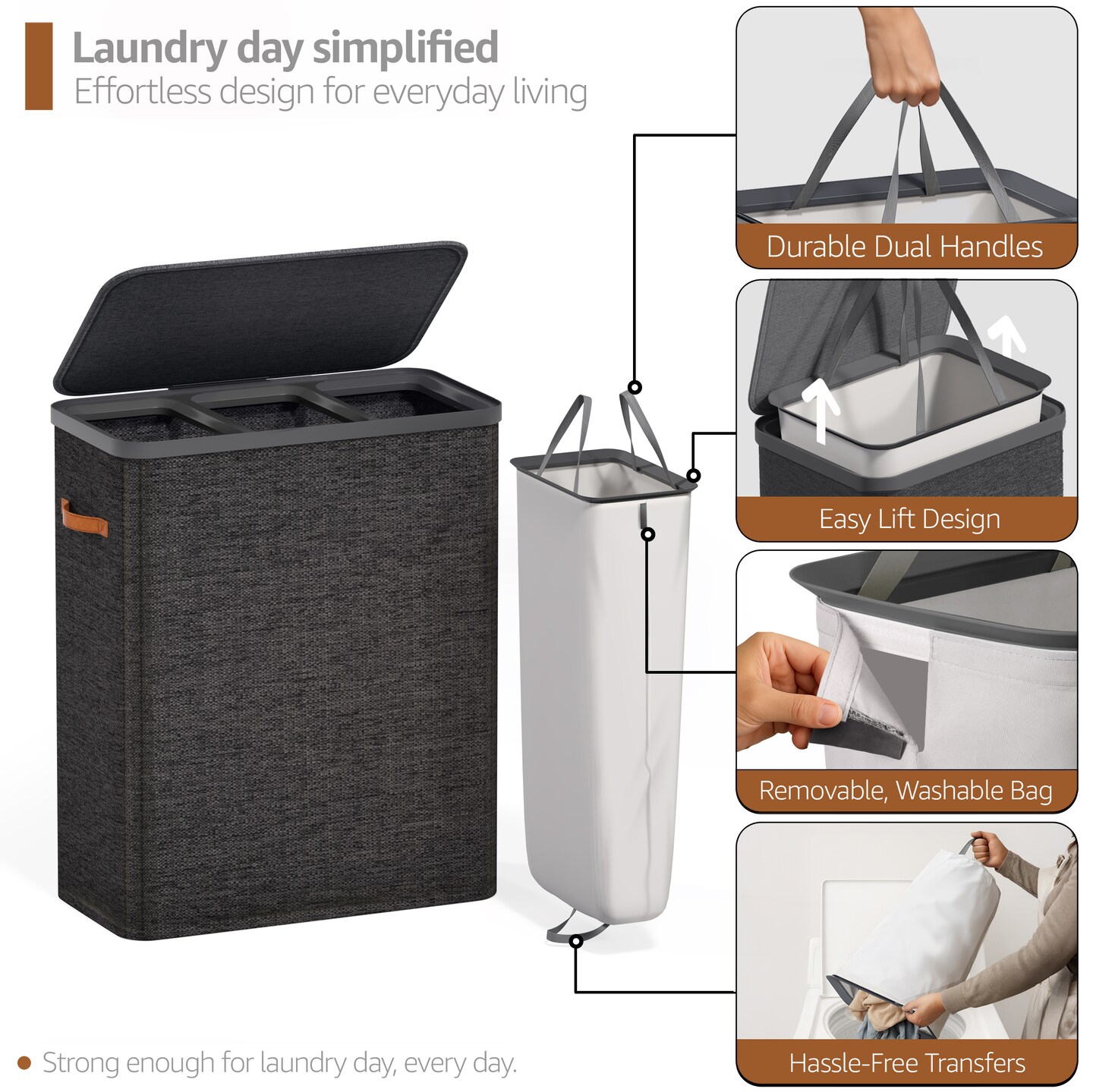 Sorbus Fabric Laundry Hamper - Collapsible Laundry Basket with Removable Laundry Bag