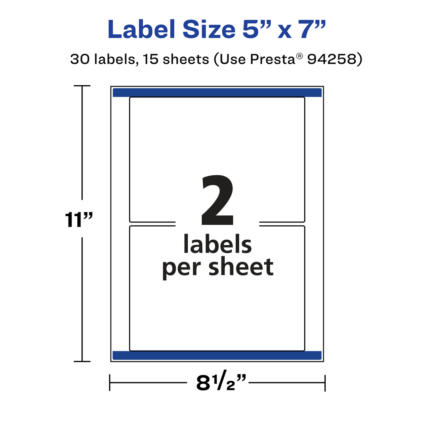 Avery Matte White Removable Rectangle Labels with Sure Feed Technology, 5" x 7"
