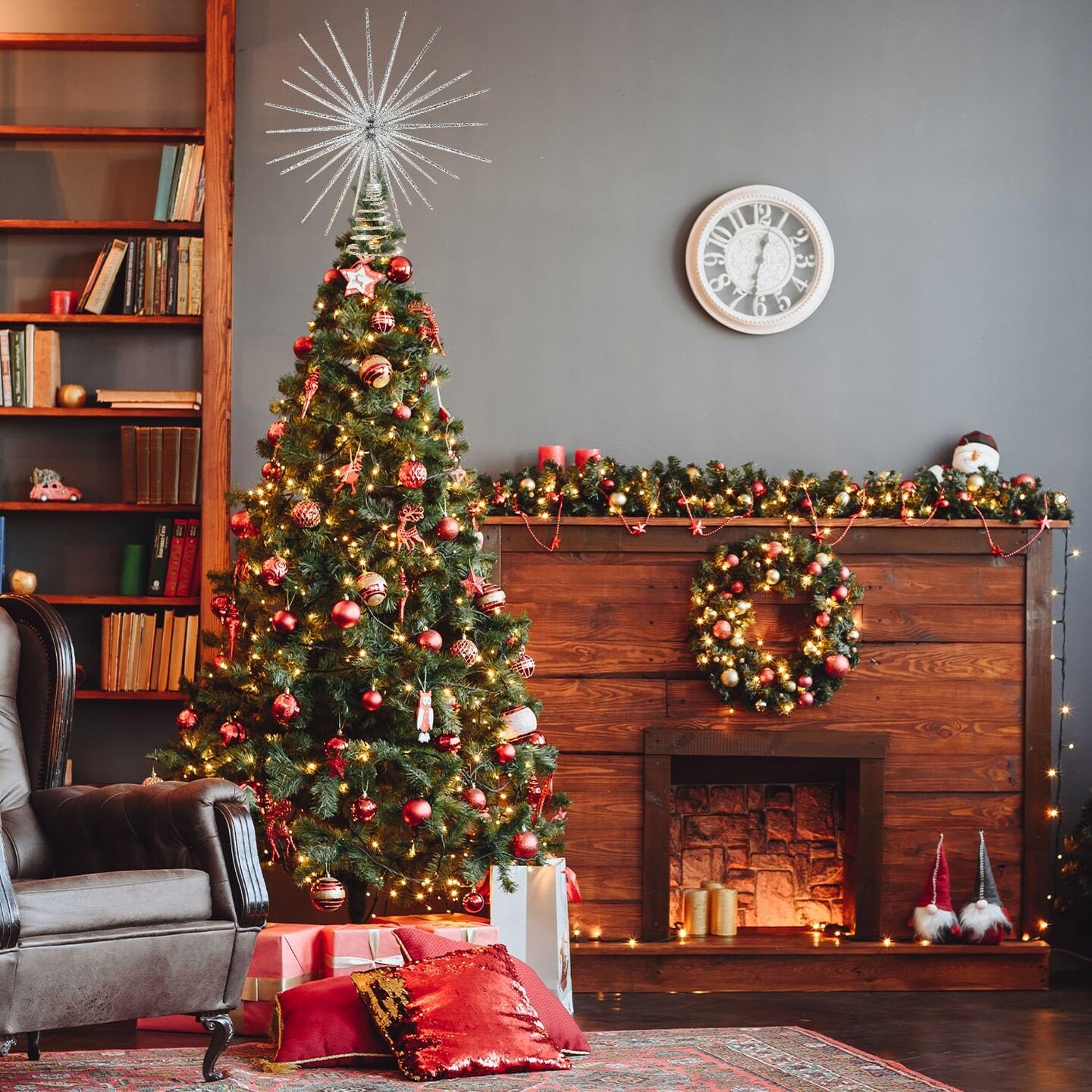 Burst Silver Tree Topper, Exploding Star Christmas Tree Decorations