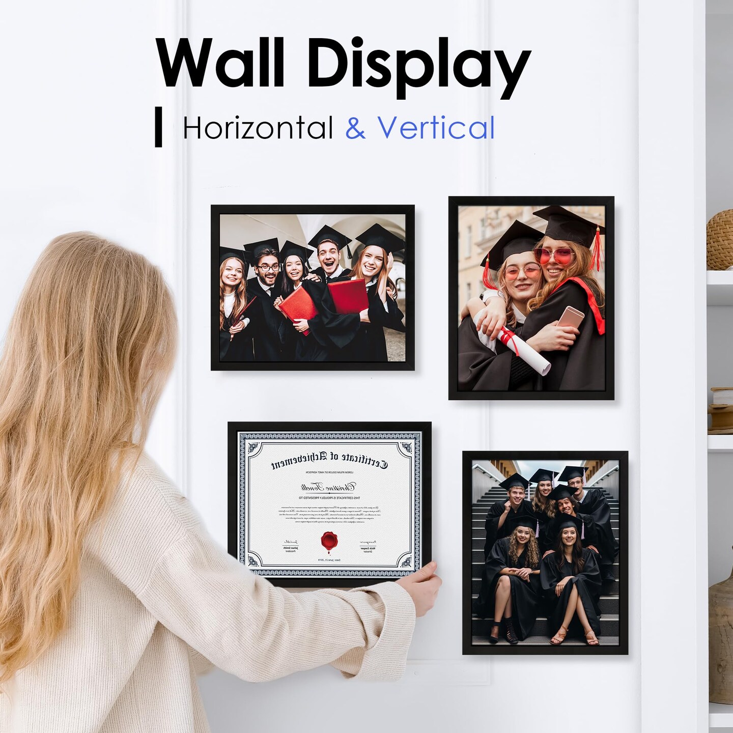 FIXSMITH 8.5x11 Diploma Frame, Black Picture Frame with Clear Plexiglass, 6 Pack Certificate Frame for Wall Display, 8.5x11 Document Frame, High School Diploma Frame