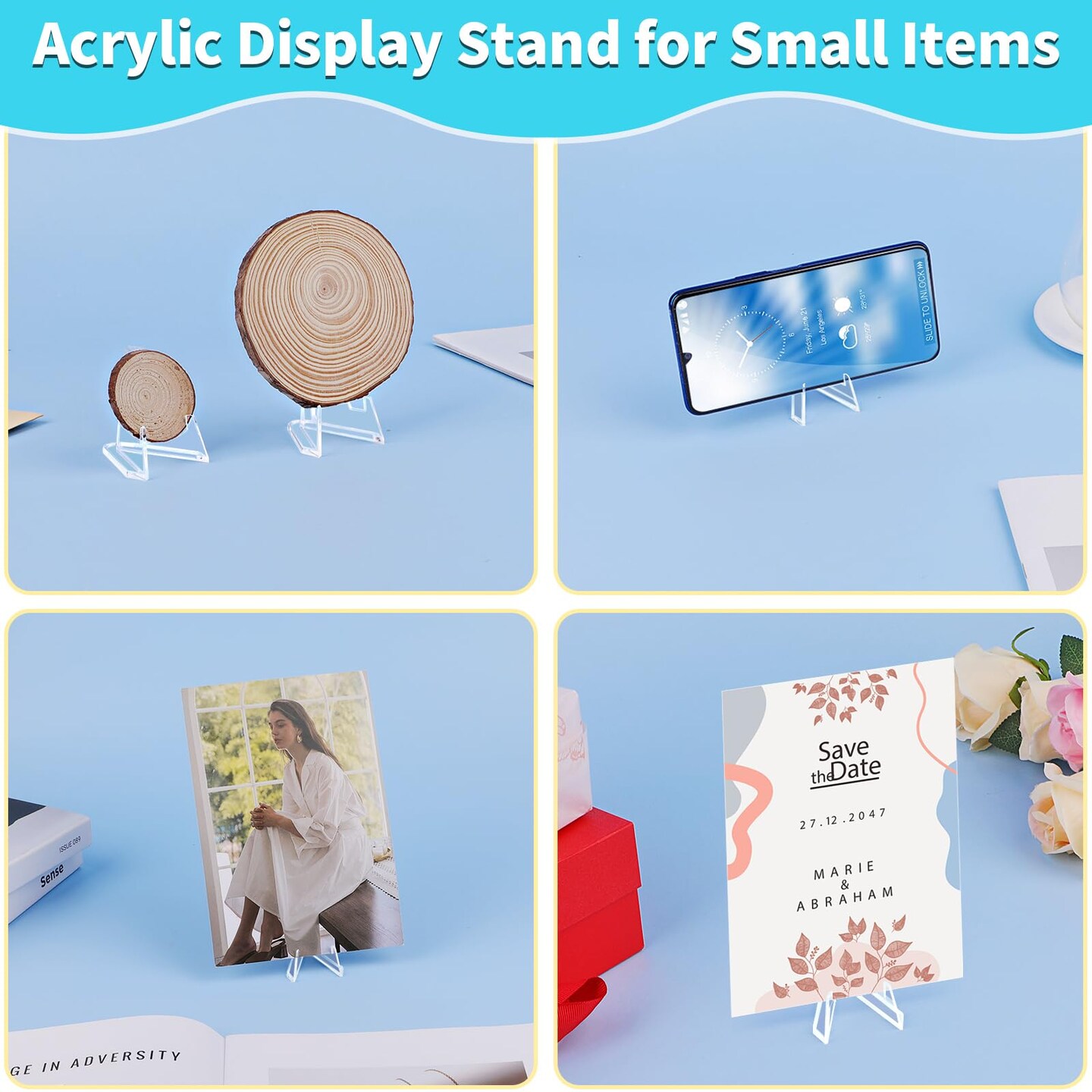 Card Display Stand, 20 Pack Small Easel Stand, Acrylic Picture Holder Stands, for Challenge Coin Graded Card Sports Card Trading Card PSA Card Baseball Card (2.2 Inch Tall)