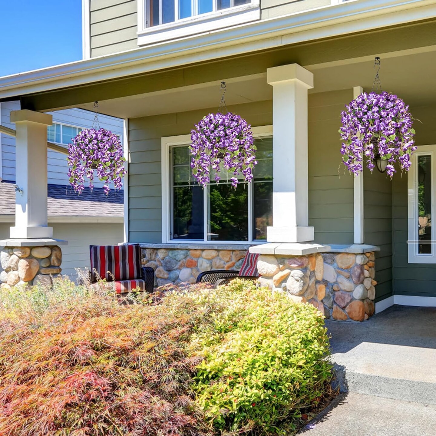 Fake Hibiscus Artificial Hanging Flowers Plants for Outdoors Spring Decoration, 2pcs Silk Hibiscus Vines Realistic UV Resistant