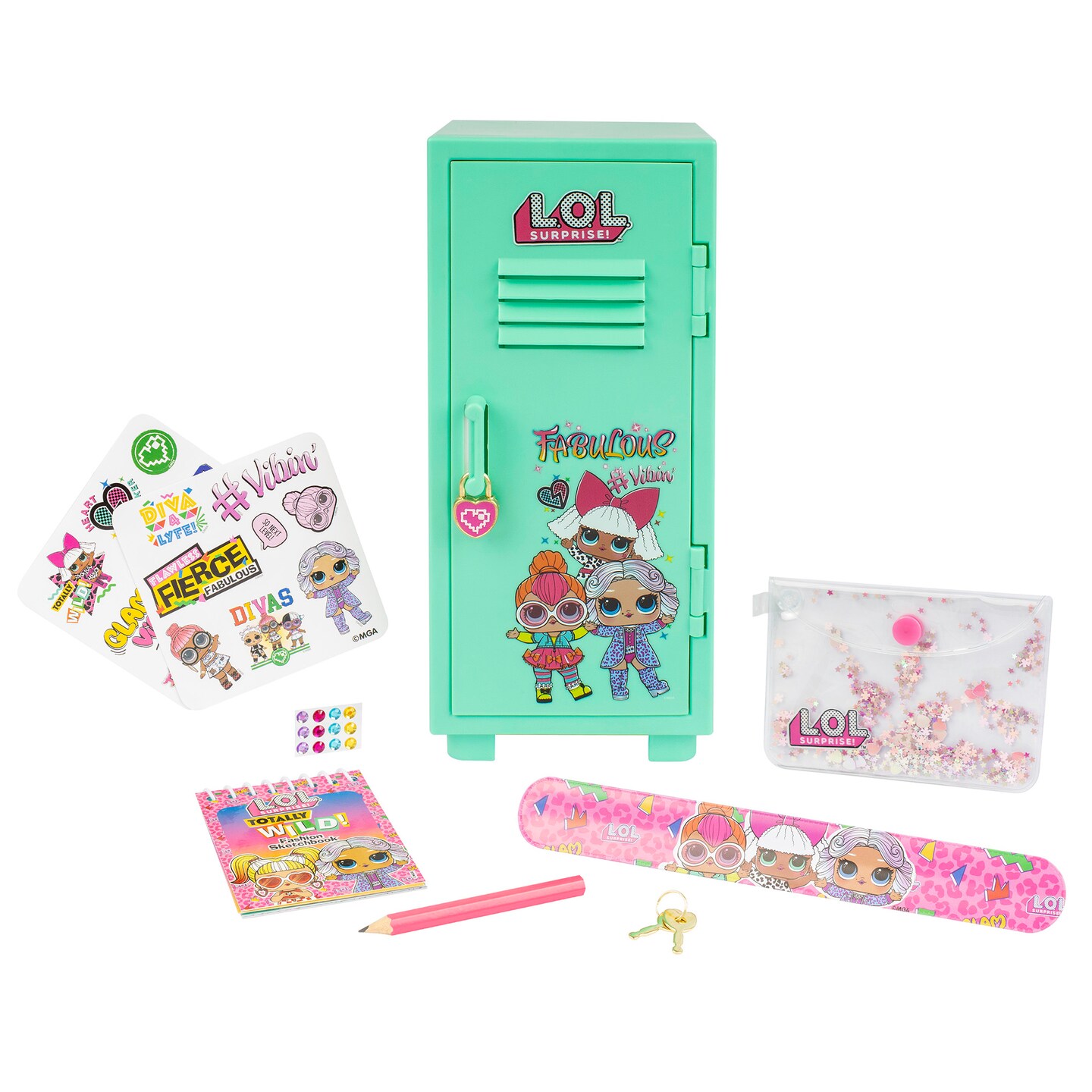 LOL Surprise: Fashionista Locker - Green Locker With Lock &#x26; Filled With Fashion Accessories, Sketchbook - Stencil - Pencil - Gems &#x26; More! Kids Ages 3+