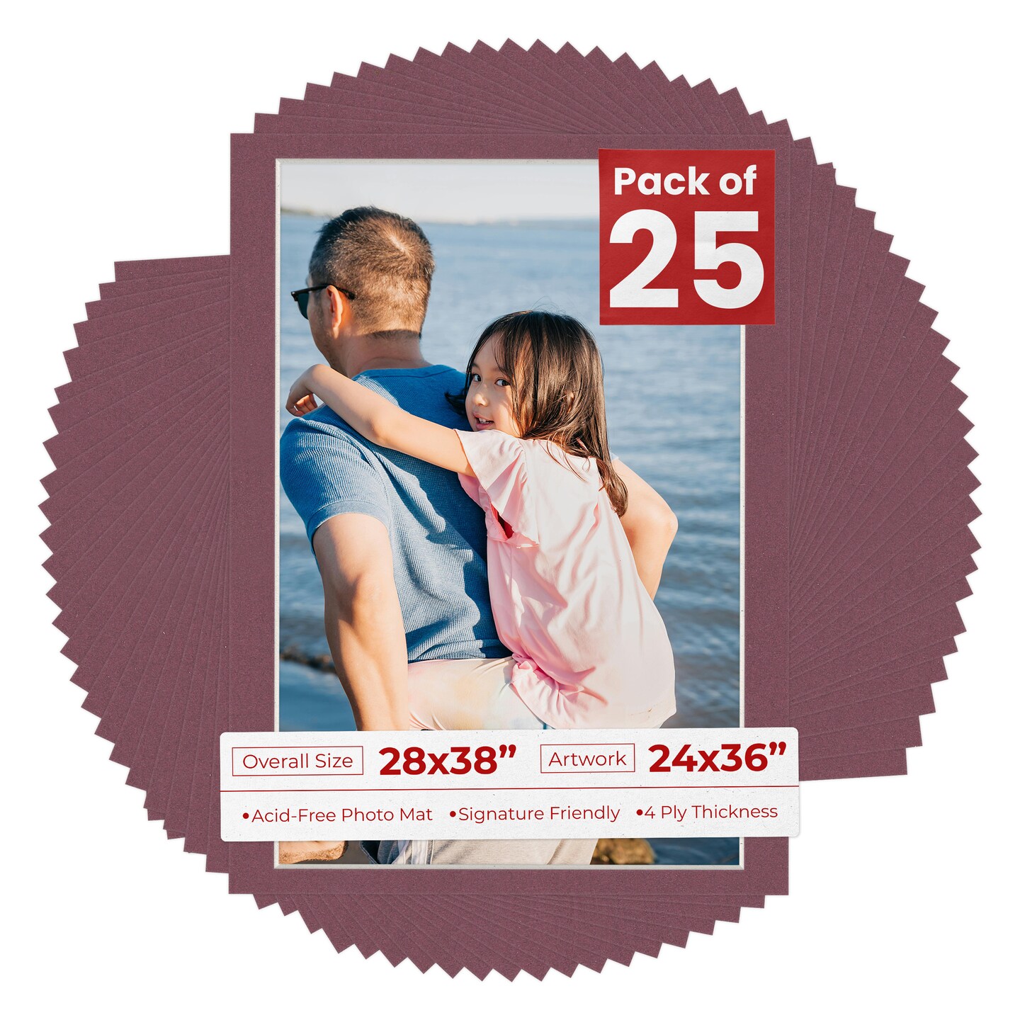 Raspberry Red Mat Board for 28x38 Frames - Fits 24x36 Photos, Color ...