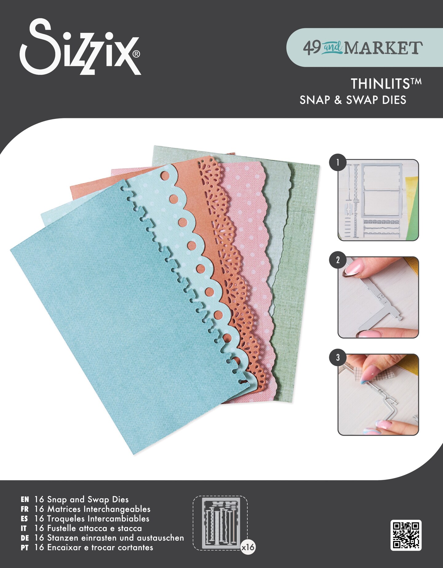 Sizzix Thinlits Die Set By 49 & Market 16/Pkg-Snap And Swap, Count