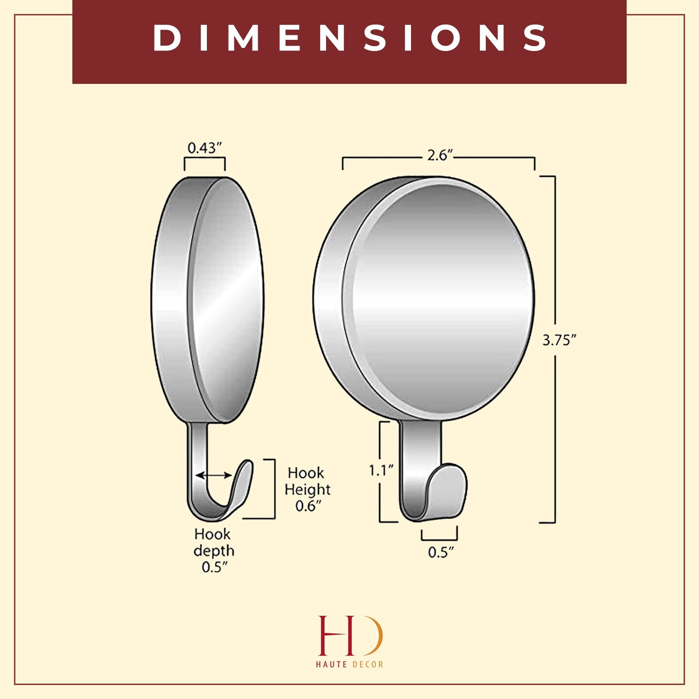 Haute Decor Attract Magnetic Hanger, 1 Pack - Strong Magnet Hook for Metal Doors and Surfaces