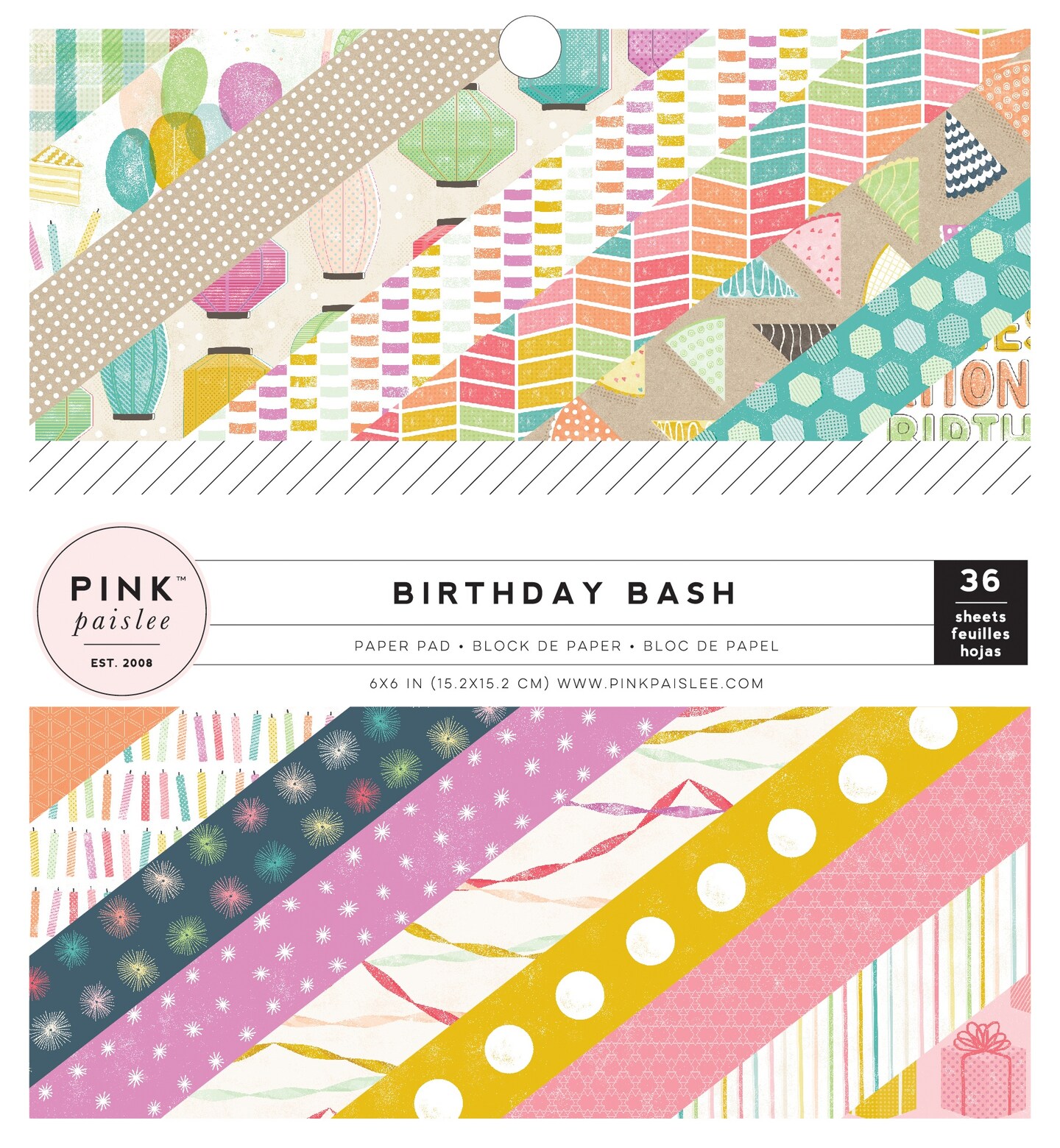 Pink Paislee Single-Sided Paper Pad 6"X6" 36/Pkg-Birthday Bash