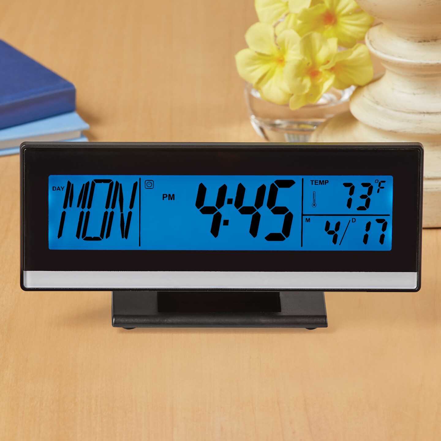 Collections Etc Sleek Light Up LCD Cordless Digital Clock