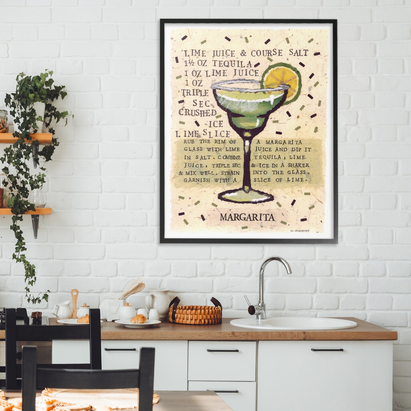 Stupell Industries Salt Margarita Recipe Framed Giclee, design by Nancy Overton