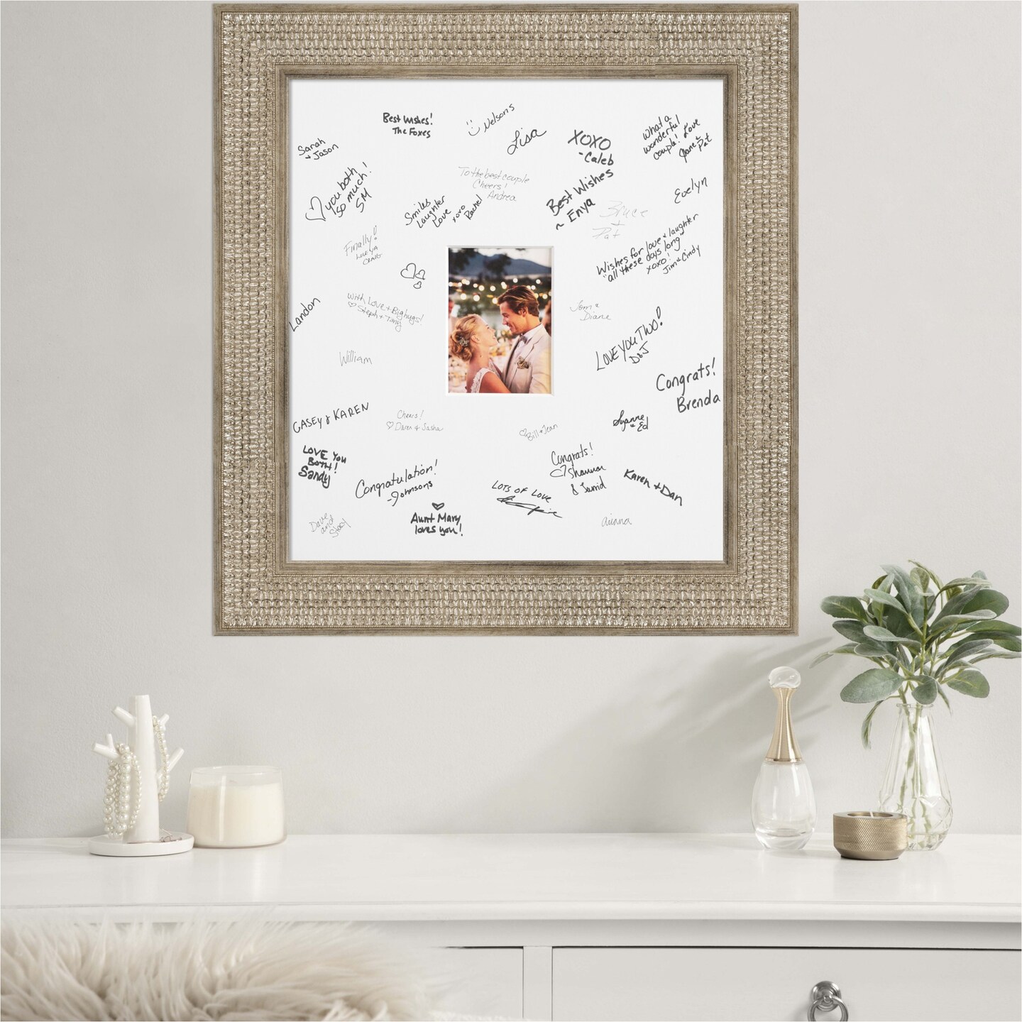 Trellis Signature Mat Picture Frame, Photo Frame Wedding Guest Book Alternative, Autograph Picture Mat for Signature Board, Wedding Celebrations Graduations Support Encouragement or Retirement