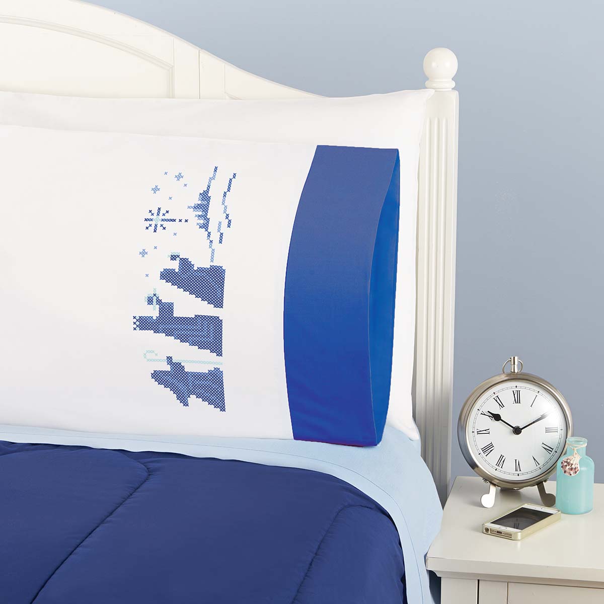 Herrschners We Three Kings Cuffed Pillowcase Pair Stamped Cross-Stitch